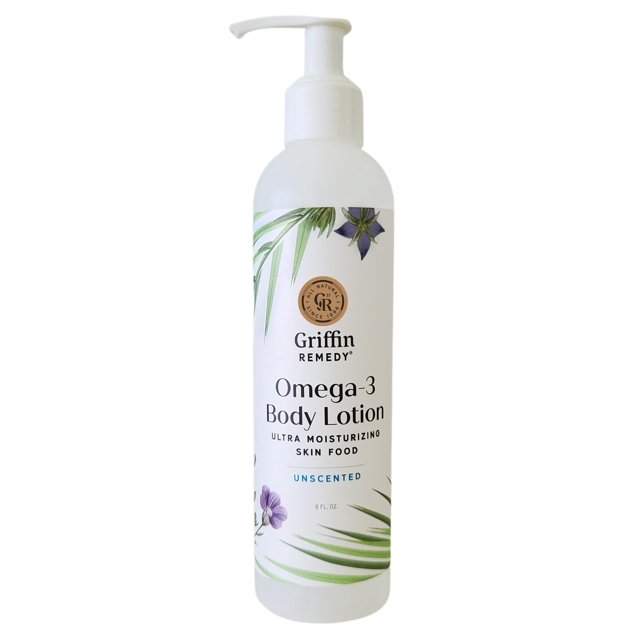 Griffin Remedy Omega-3 Loción corporal sin perfume con MSM orgánico y aceites esenciales Ultra hidratante Todo natural Sin parabenos Sin sulfato 8 fl oz