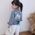 thumbnail image 4 of MEZZALL Girls Denim Jackets Long Sleeve Floral Embroidery Casual Fall Outerwear Cute Comfortable Loose Fit Kids Coats For Toddler To Age 9 Leisure Cartoon Clothing, 4 of 9