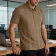 thumbnail image 6 of TKKCS Mens Jacquard Knit Polo Shirt- Business Casual Breathable Short Sleeve Regular Fit Moisture-Wicking Collared Shirts Brown Size M, 6 of 7