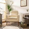 thumbnail image 2 of Giantex Upholstered Accent Chair, Linen Fabric Single Sofa, Modern Leisure Chair w/Solid Wood Legs & Thick Sponge, Beige, 2 of 6