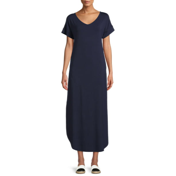 Time and Tru Women's Maxi Dress with Short Sleeves - Walmart.com
