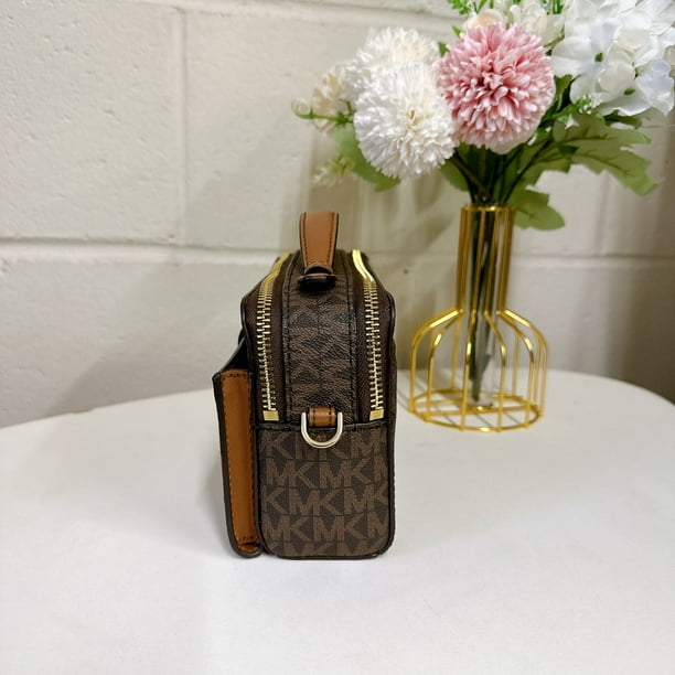 Michael Kors Medium Double Zip Smartphone Crossbody Bag in Brown