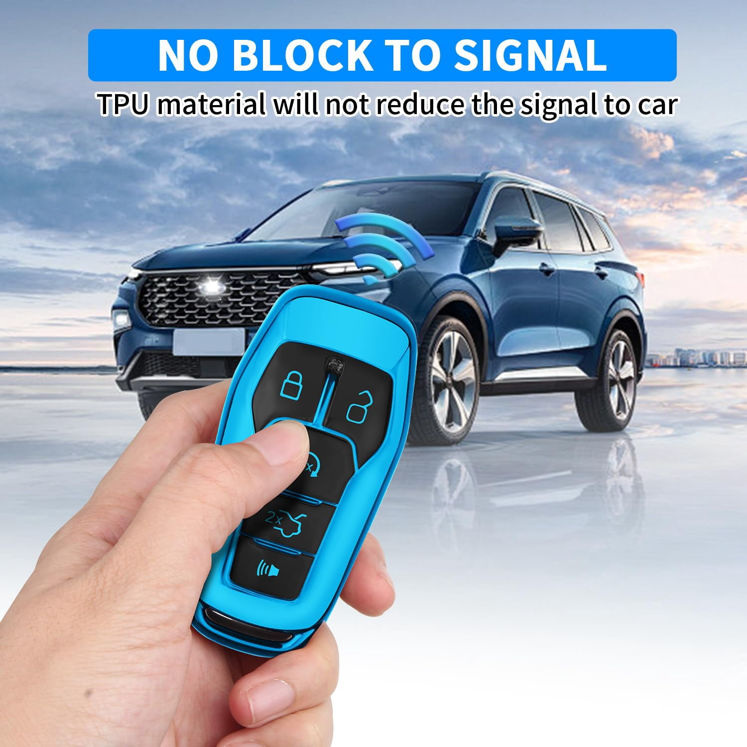 Durable TPU Key Fob Cover with Keychain for Ford Explorer F150 Lincoln MKC MKX MKZ Fusion Mustang Edge Remote Smart Key Shell Protector