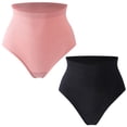 thumbnail image 2 of YWDJ Women's Shaping Briefs Underwear 2 Pack Breathable Lightweight High Waist No Show Ladies Comfortable Solid Color High Waist Warm Belly Hip Lift Thin Waist Panties Underwear Black,Pink M, 2 of 9