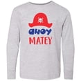 thumbnail image 3 of Inktastic Ahoy Matey, Pirate Hat, Skull and Bones - Red Blue Long Sleeve Youth T-Shirt, 3 of 5