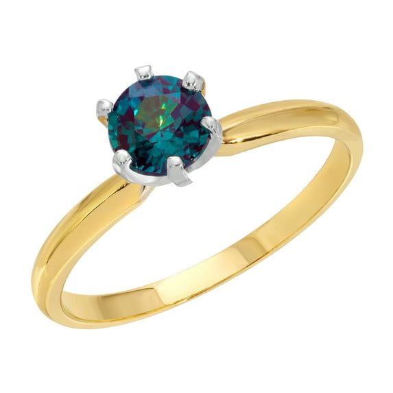 Galaxy Gold Size 11.0 14K Solid Yellow Gold Ring with Lab. Grown Alexandrite Grade AAA