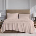 thumbnail image 4 of Color Sense Brushed Percale Cotton Blend - 4 Piece Bed Sheet Set - Cool & Crisp, Wrinkle Resistant - Full Blush, 4 of 9