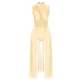 thumbnail image 4 of Aislor Robe de Danse Lyrique pour Femmes Justaucorps de Ballet et de Gymnastique Sans Manches Robes Fendues Tenue de Danse Champagne S, 4 of 7