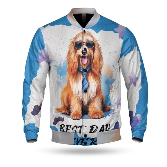 Happy Father's Day Best Afghan Hound Cool Dad Ever All Over Print 3D Baseball Jacket Dog Lover Bomber Jacket Softball - 12007