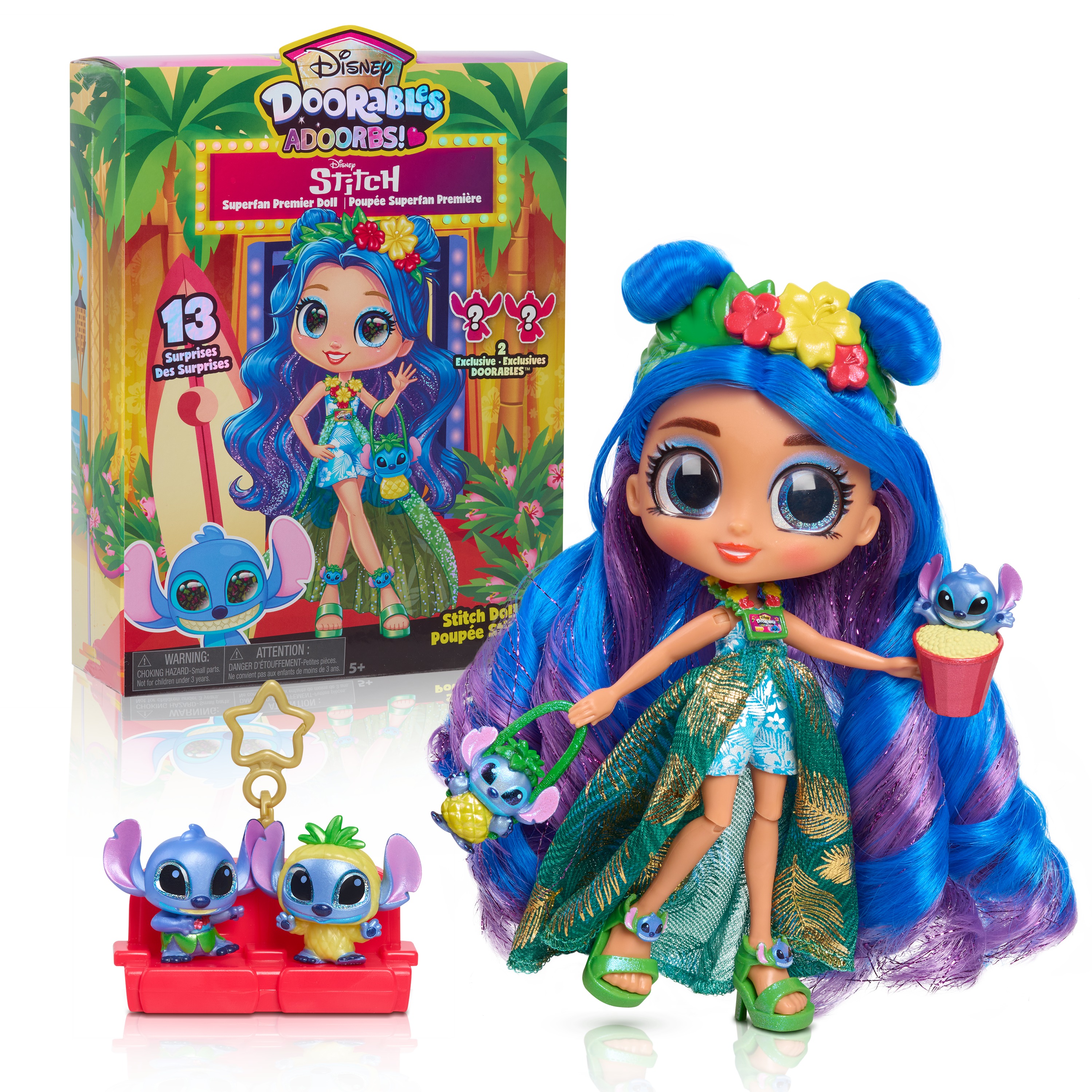 Disney Doorables ADOORBS Deluxe Stitch Superfan Doll, 2 Exclusive Figures, Unbox 10 Mini Accessories, Toy Gift For, Fans, Tweens, Girls & Kids 5+