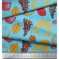 thumbnail image 3 of Soimoi polyester Crepe Fabric Mushroom,Grapes & Fresh Print Fabric by The Yard 42 Inch Wide, 3 of 3