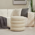 thumbnail image 4 of Zesthouse 19.5" Wide Round Storage Ottoman, Linen Tufted Ottoman Footstool for Living Room Bedroom, Beige, 4 of 10