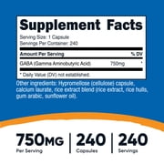 Nutricost GABA (Gamma Aminobutyric Acid) 750mg, 240 Capsules - Non-GMO, Gluten Free Supplement