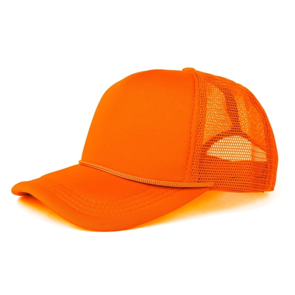 Toptie 5 Panel Trucker Hat Mesh Back Snapback Hat with Braid for Men & Women-Orange