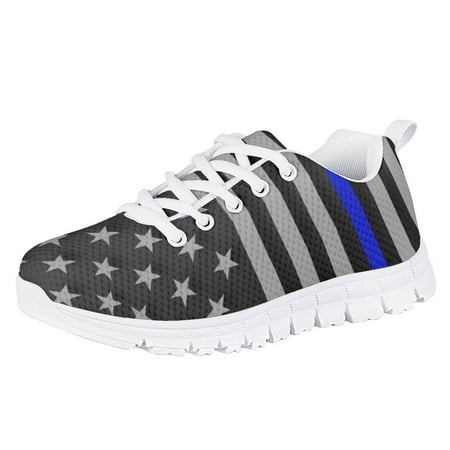

Pzuqiu American Flag Print Child Sneakers Breathable Lightweight Running Kids Shoes for Girls Boys Walking Sports School Size 12