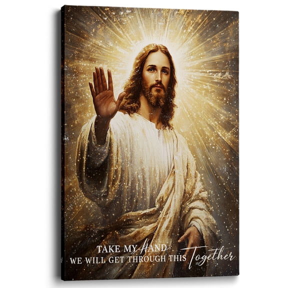 Rovven Inspirational Religious Jesus Christ Divine Light Canvas Wall Art for Living Room Wall Decor Framed Ready to Hang 12x8 inch