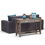 Simpli Home Kitchener Console Table in Farmhouse Gray