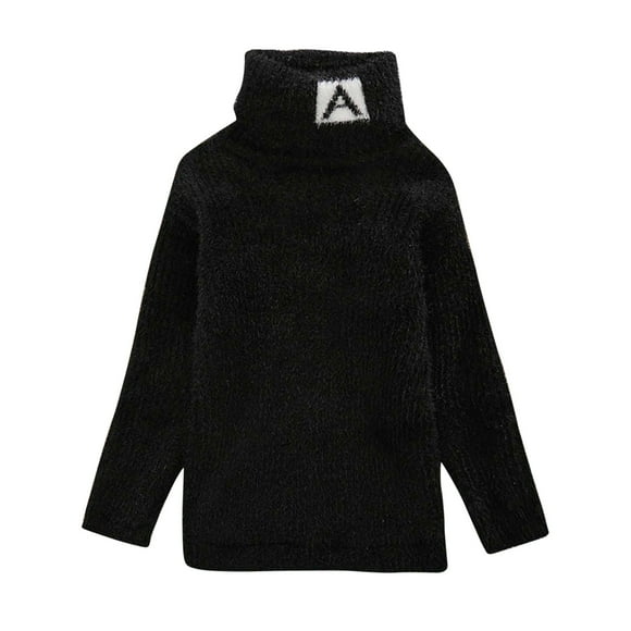 Suéter De Cuello Alto Para Niños Otoño Invierno Niños Suéter De Cuello Alto Suéter Negro Odeerbi LM103-2915