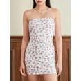 thumbnail image 4 of Yunliwuli Women Wrap Chest Bodycon Dress Floral Print Strapless Backless Cocktail Dress Party Club Skinny Mini Dress, 4 of 10