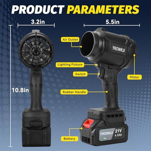 Leaf Blower Cordless, 21v Handheld Leaf Blower with 2 X 4.0ah Batteries and Charger, 980,000 RPM Mini Blower, for Lawn Care, Patio, Dust, Blowing Leaves, Snow
