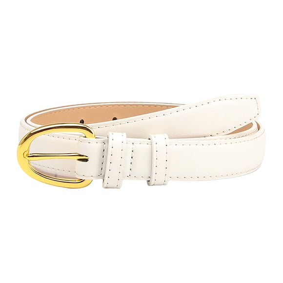 Women Skinny Leather Belt Solid Color Alloy Turn Lock Adjustable Waistband Thin Waist Belt For Dress Jeans Coat Belt One Size