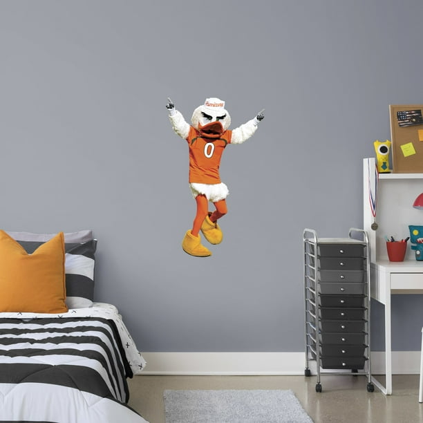 Fathead Miami Hurricanes: Sebastian Mascot - X-Large Officially Licensed Removable Wall Decal ...