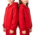 thumbnail image 5 of Gubotare Girls Zip Up Hoodies Teen Fleece Full-Zip Sweatshirts Jacket Casual Fall Hoodie with Pocket Red,Size 9-10 Years, 5 of 8