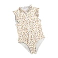 thumbnail image 3 of ZXLBBD Girl One Piece Swimsuits Floral Print Ruffle Trim Zipper for Toddler Kids with Sun Protection Soft Breathable Summer Pool Beach, 3 of 7