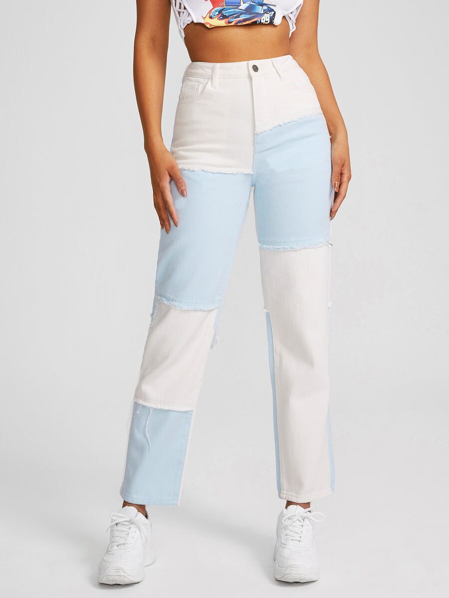 Jeans High Waist Straight Leg Pants 