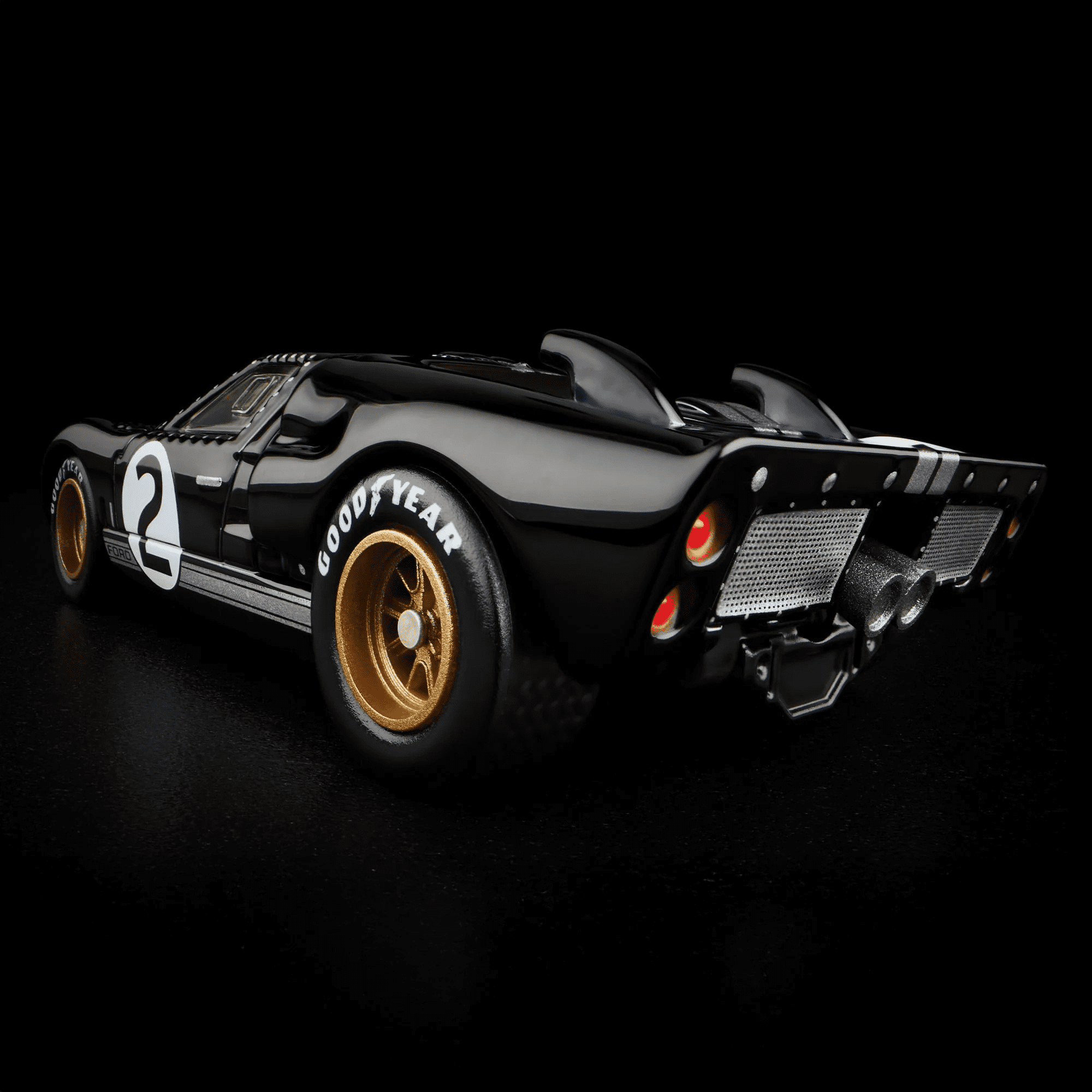 Hot Wheels RLC Ford GT40 Mk II – 1:64 Premium Die-Cast Car, Spectraflame True Black, Opening Rear Cowl, Real Riders Wheels, Collector Edition in Acrylic Case
