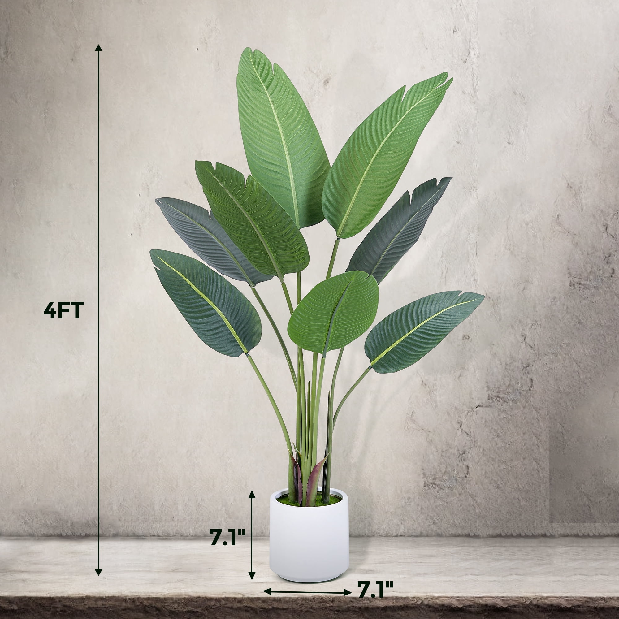 WFUN 4 Feet Artificial Plant Fake Tropical Palm Tree for Home Office Wedding Valenine Decor