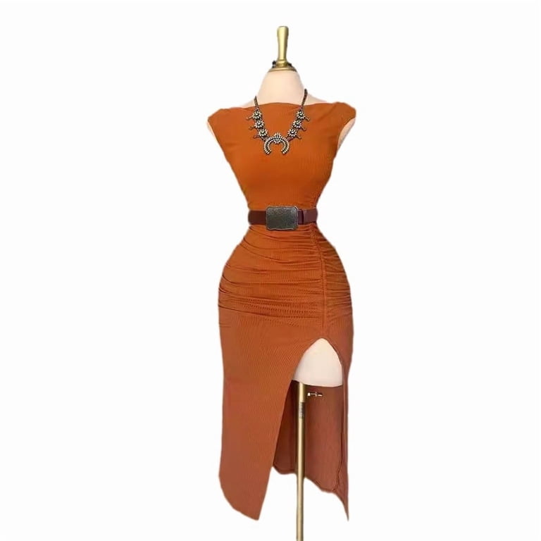rust bodycon midi dress Rust Printed Mesh Cowl Neck Bodycon Midi Dress AX Paris