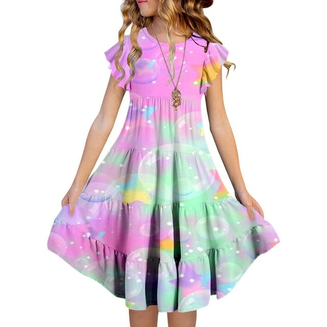 Robes d'Été pour Filles, Robe d'Anniversaire pour Filles, Robe de Fête pour Filles, Robes pour Tout-Petits Filles 12-13 Ans