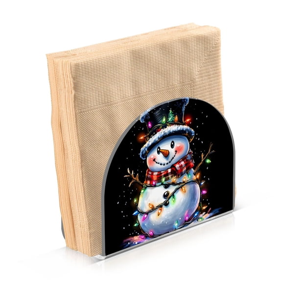 Dailycode Napkin Holder for Table Acrylic Kitchen Paper Tissue Dispenser, Cute Snowman with Colorful Lights