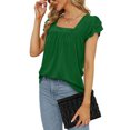 thumbnail image 5 of safuny Women's Trendy Loose Tops Solid Tops Ruffle Sleeve Tees Square Neck Shirts Leisure Elegant Vintage Clothing Fashion Summer Green S, 5 of 8
