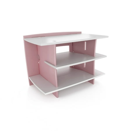 Legare Kids Gaming Stand, No Tools Assembly, Gaming Center, Pink and White