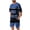 Blue, variant on Men's Big and Tall Mesh 2 Piece Outfits Striped Print Short Sleeve Tracksuit Track Shorts Set Black