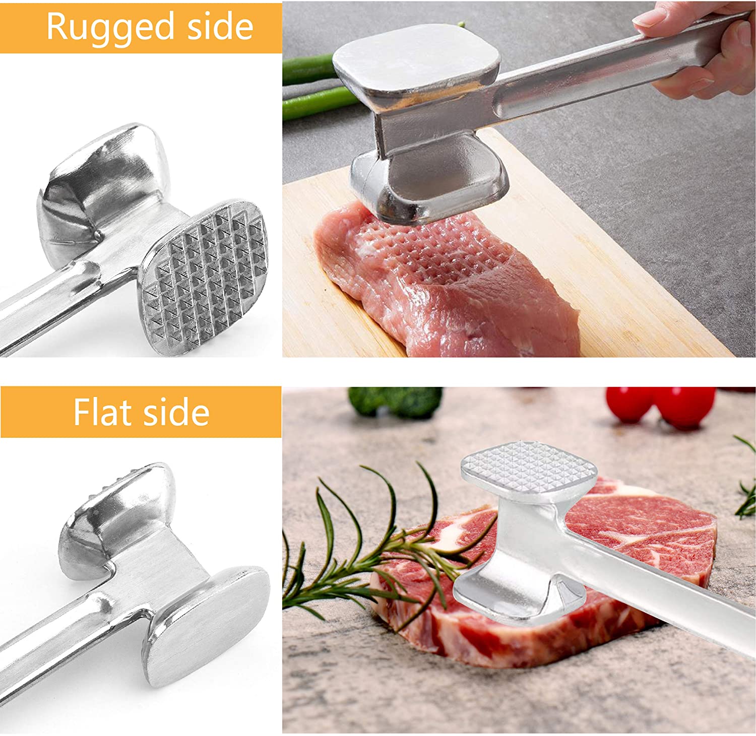 Alloy Steak Meat Hammer, Heavy Duty Hammer Mallet Tool & Chicken Pounder, Dual-Sided, Meat Mallet, Meat Hammer, size L - image 3 of 7