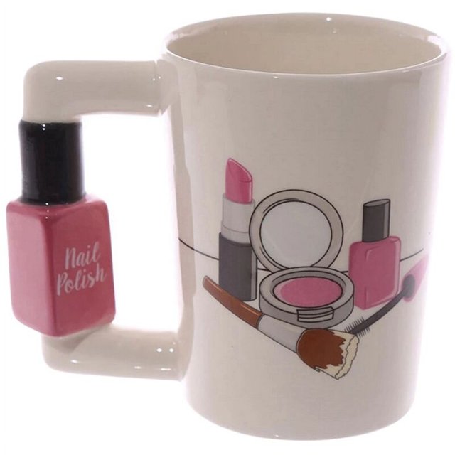 Tazas de cerámica creativas, kit de herramientas de belleza para niñas, promociones, taza de té y café con asa para esmalte de uñas, tazas personalizadas para mujeres