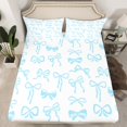 thumbnail image 2 of Erosebridal Princess Ribbon Bed Sheets Set Full Size, Blue Bed Sheets Full, Cartoon Bowknot Reversible Sheet Set Full, Microfiber Room Decor, 4 Pieces, 2 of 7