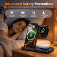thumbnail image 3 of 3-in-1 Wireless Charging Station, 22W Fast Charging Stand, Qi Certified Wireless Charger for iPhone 8-18Pro Max, Apple Watch 7/8/9/10 SE, AirPods 2/3/4 Pro, Samsung/Huawei, Portable Charger, Black, 3 of 10