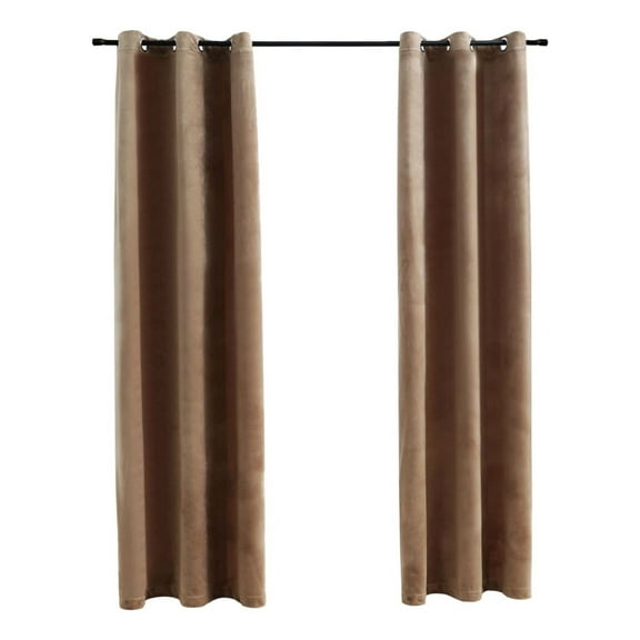 Blackout Curtains Beige 37x95 Inch Set of 2 with Rings - Light Blocking Thermal Drapes for Bedroom, Living Room, Office - Easy Install Window Treatments