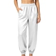 thumbnail image 2 of Aofany Womens Silk Satin Pajama Pants Loose Lounge Pants Drawstring Elastic Waist Pj Bottoms with Pockets, 2 of 9
