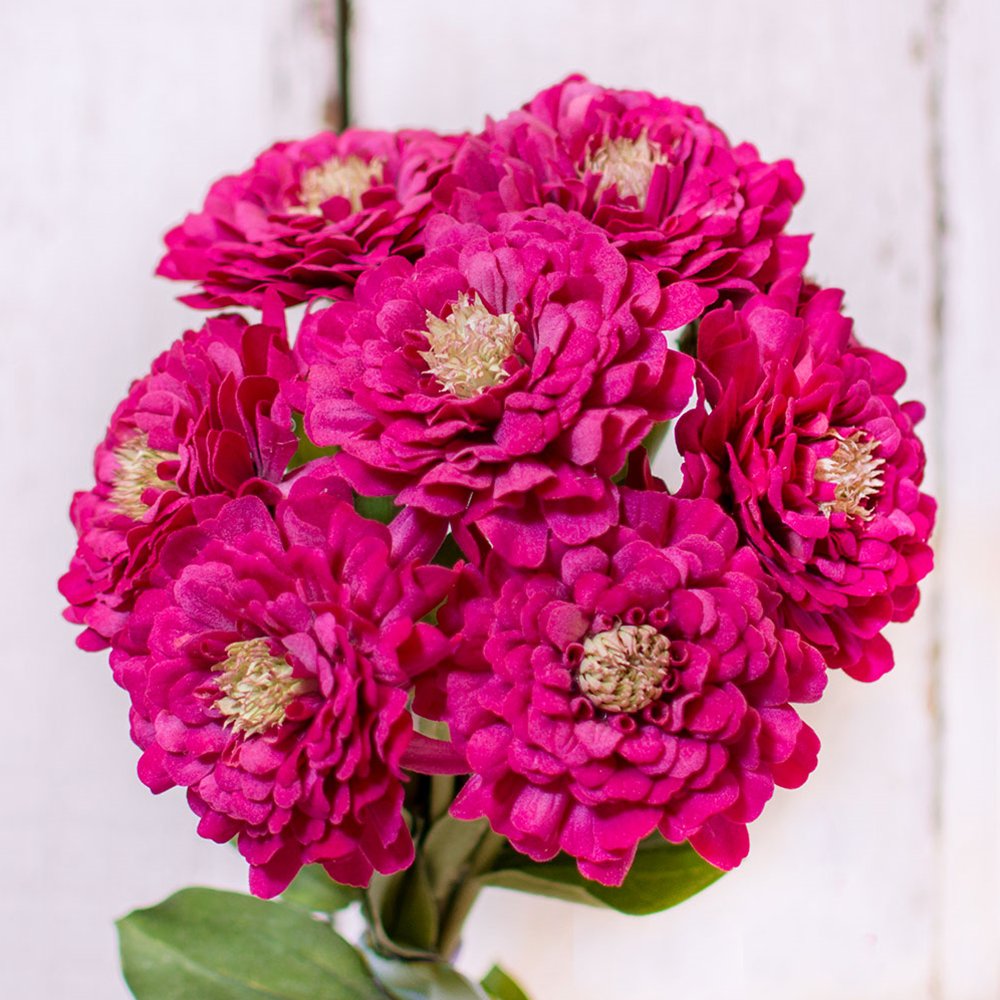 Floral Zinnias Artificial Flowers Faux Floral 26 inch Magenta 12 Pieces
