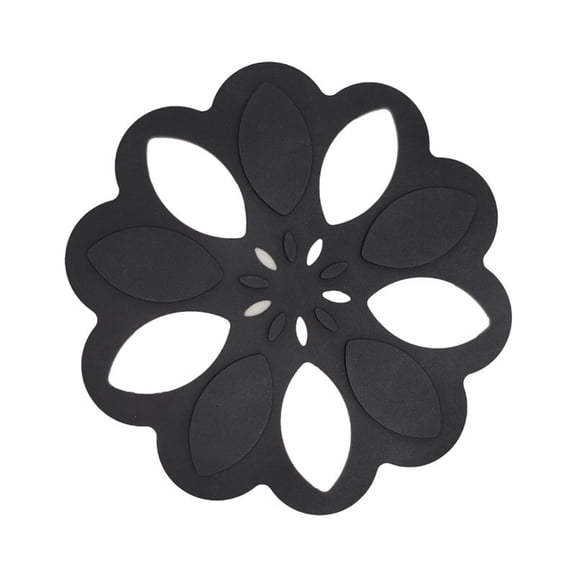 1 PC Creative Hollow Silicone -Slip Pot Mat Insulation Pad Inlaid Double -scalding Pad Dish Mat(7.1Inch×7.1Inch,Black)