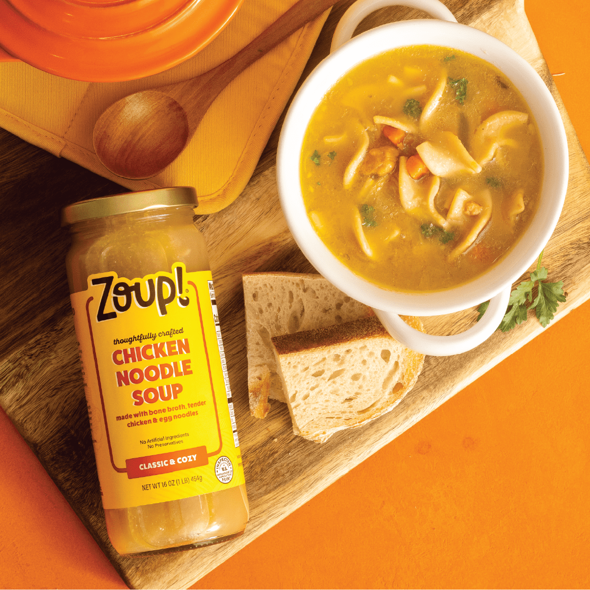 Zoup! Chicken Noodle Soup 16oz Shelf-Stable with Tender Egg