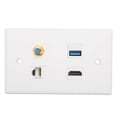 thumbnail image 2 of HD Multimedia Interface F Type Cat6 Plate, White 4 Port Wall Plate Universal Snap In Connection With USB3.0 Port For Projector, 2 of 8