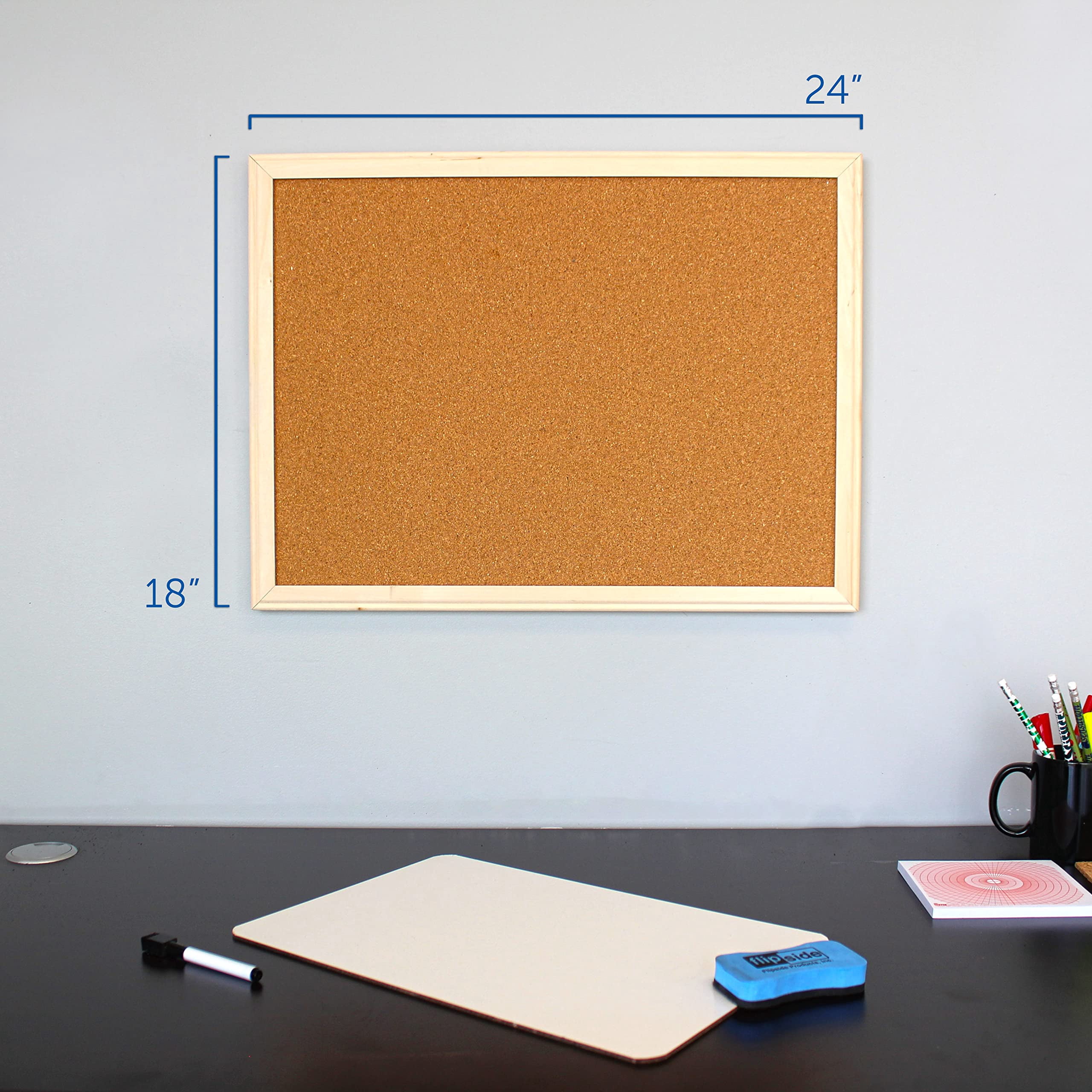 Home, Office And Classroom Indoor 18 X 24 Wood Framed Cork Board