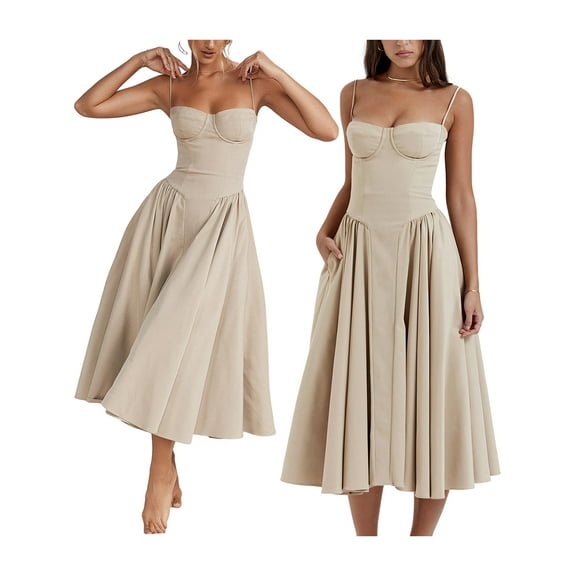 Women Y2k Boho Maxi Dress Square Collar Backless Floral Split Corset Dress Cottagecore Sleeveless Low Cut Sundress