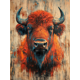thumbnail image 1 of Qisvanset 12x16 Inch Fiery Bison Buffalo Canvas Wall Art, Western Wildlife Rustic Ranch Native Style Home Decor, 1 of 8